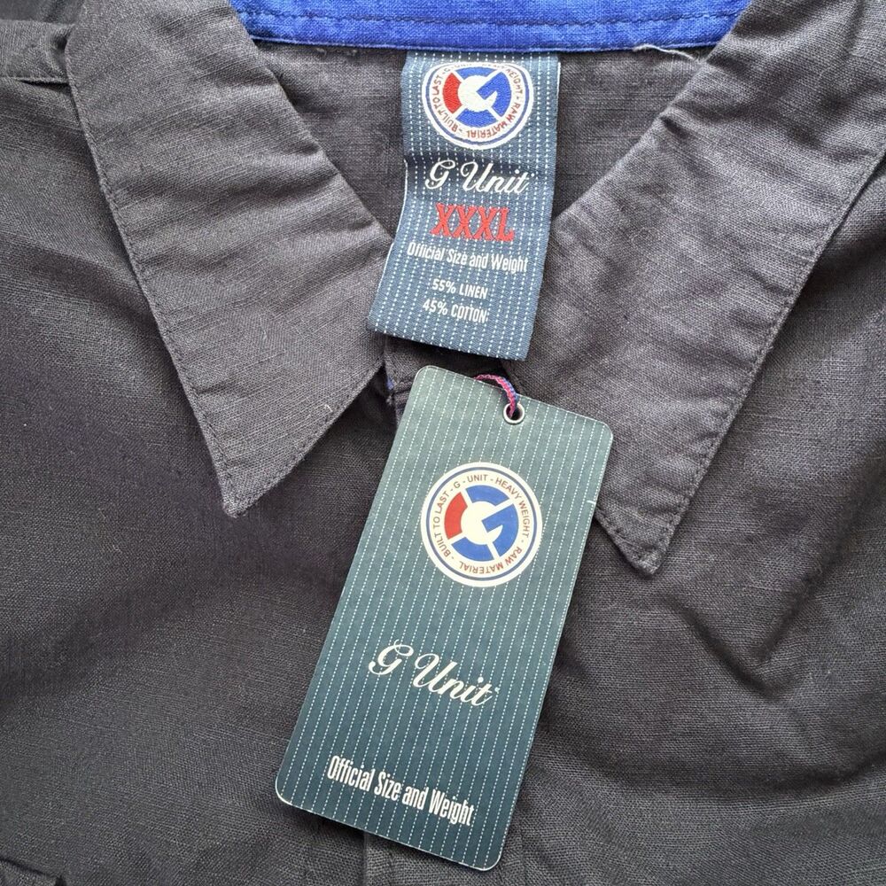 NWT Vintage G-Unit Tarrif Linen Blend Shirt Men’s 3XL Navy Y2K Deadstock